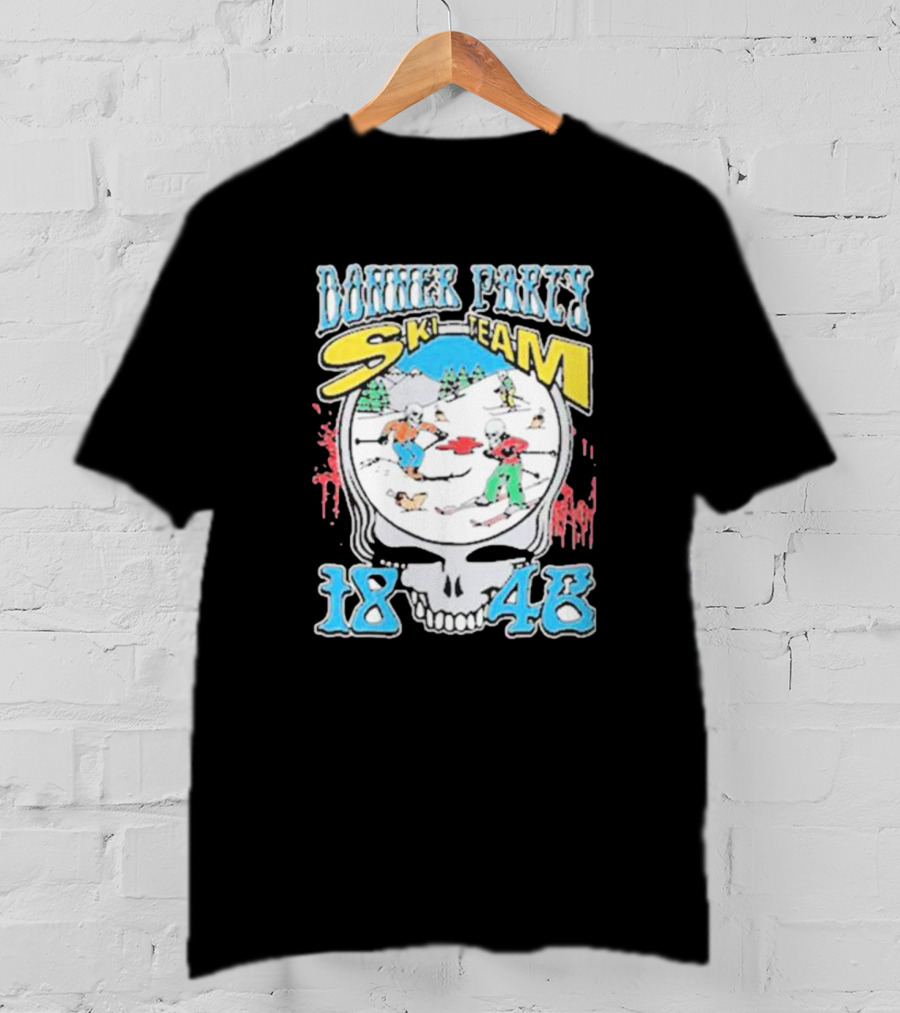 Donner Party Ski Team 1846 Skull Skiers Retro T-Shirt