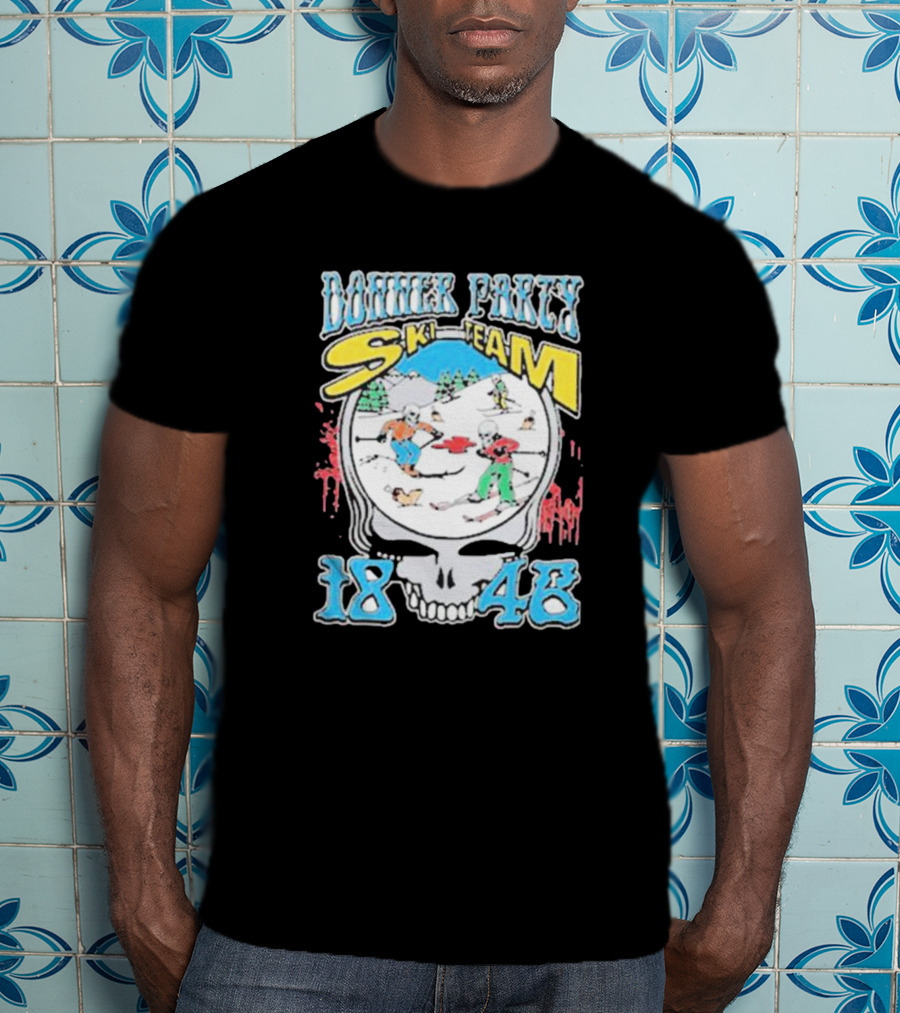Donner Party Ski Team 1846 Skull Skiers Retro T-Shirt