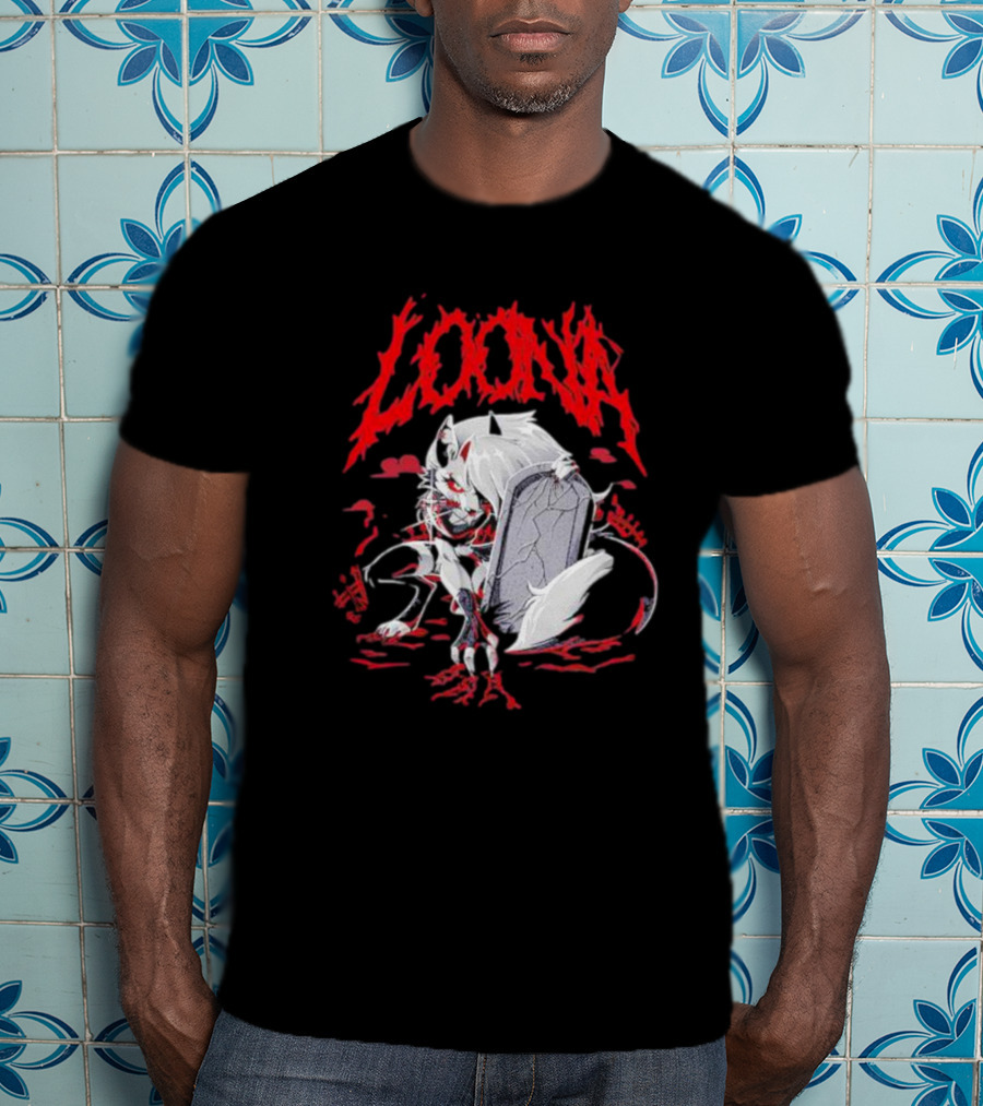 LOONA Graveyard Cat And Tombstone Scene T-Shirt