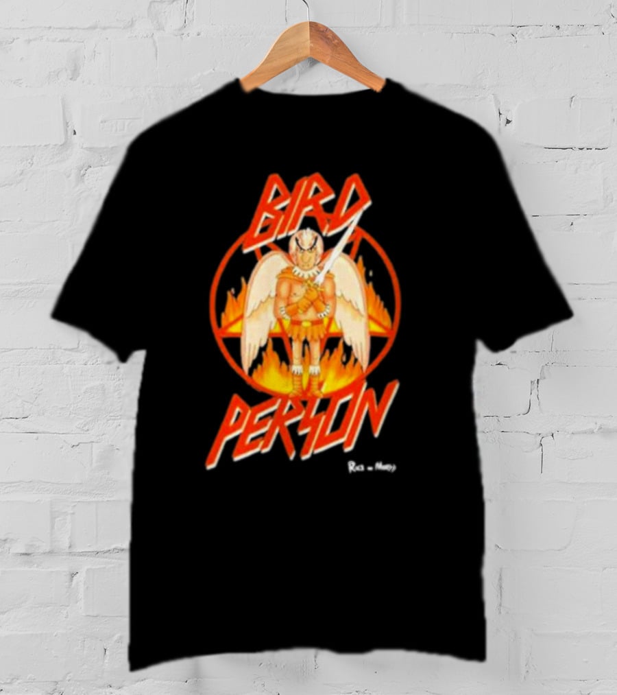 Bird Person Rick And Morty Winged Character Flame Background T-Shirt