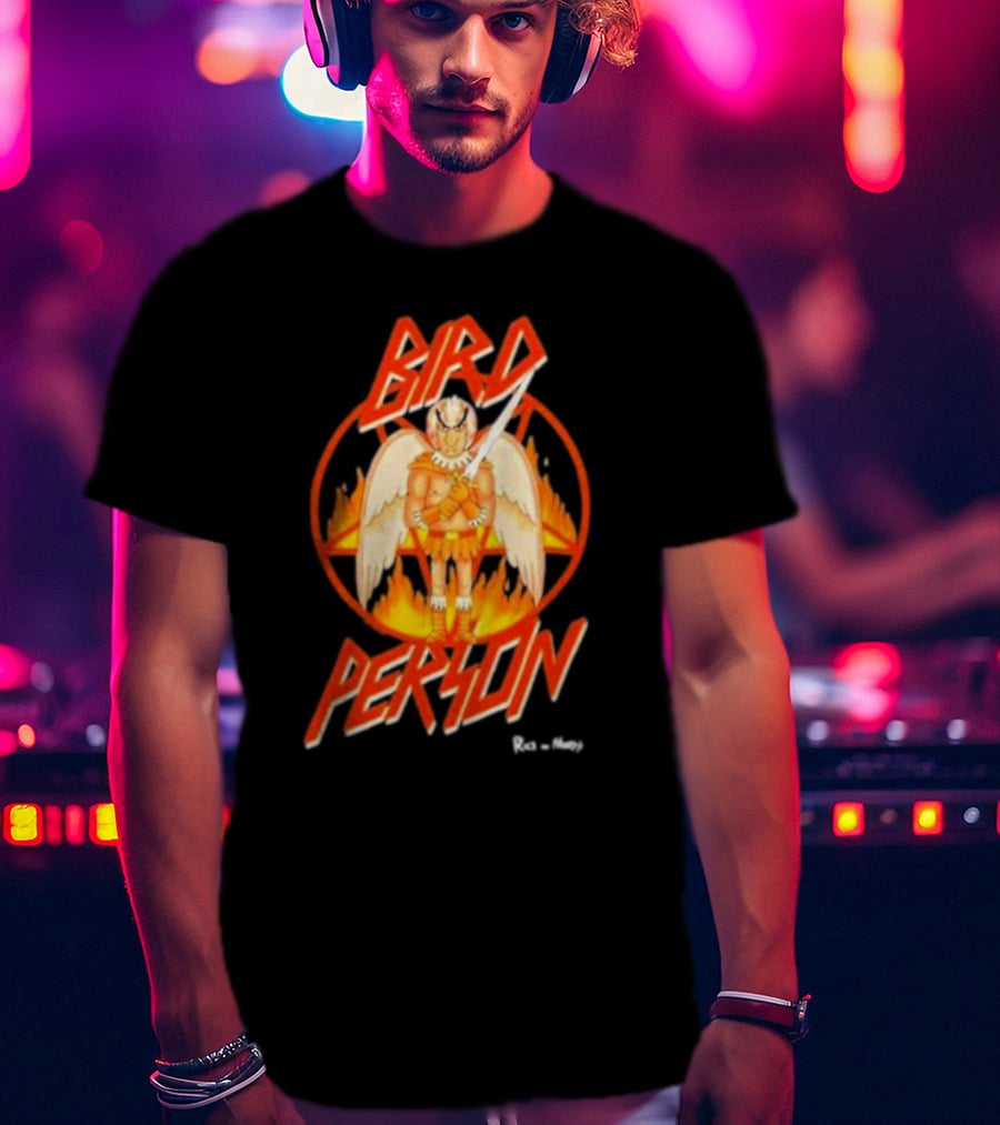 Bird Person Rick And Morty Winged Character Flame Background T-Shirt