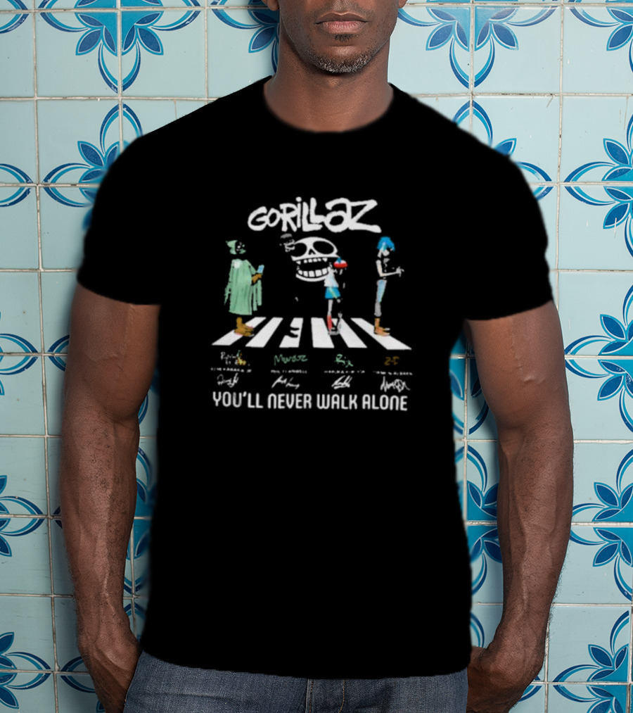 Gorillaz Abbey Road Crossover You’ll Never Walk Alone Signatures T-Shirt