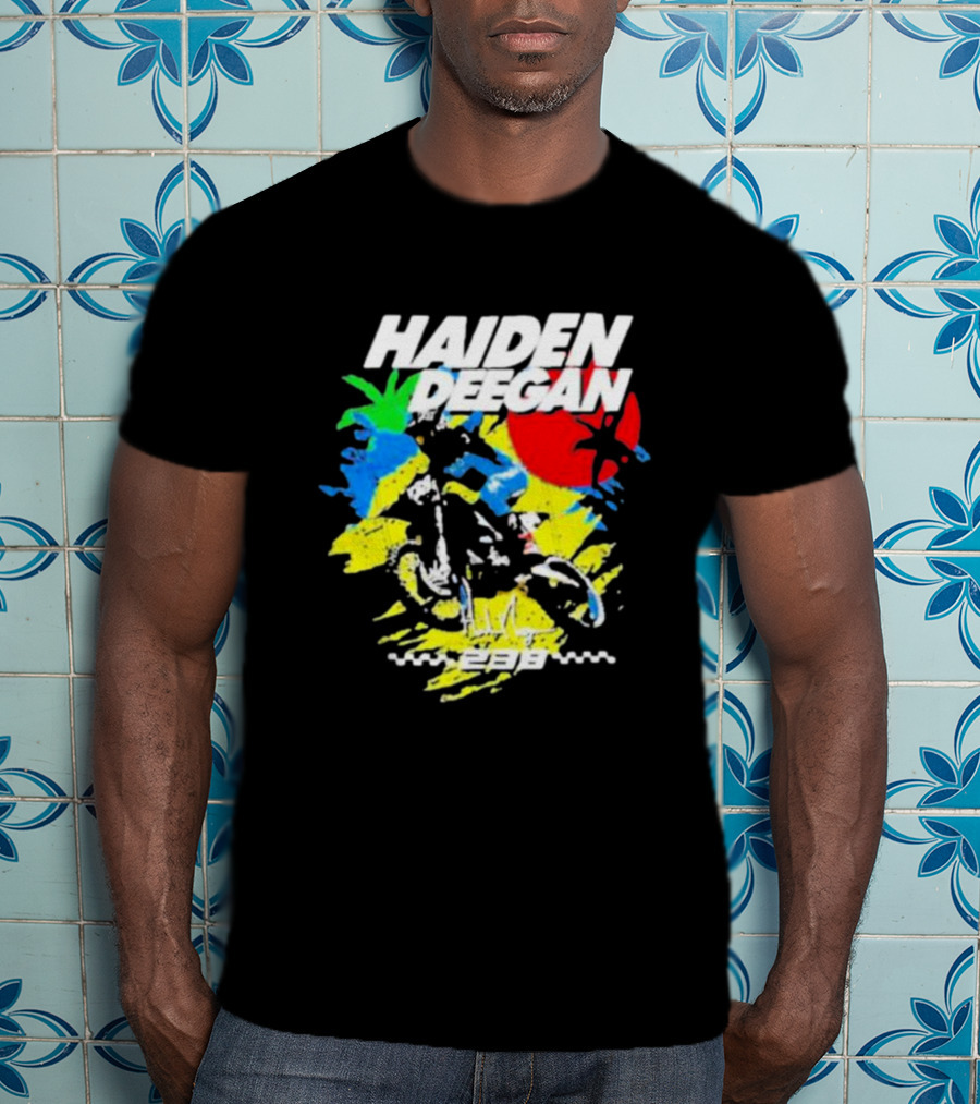 Haiden Deegan 38 Colorful Motocross Art With Sun And Palm Elements T-Shirt