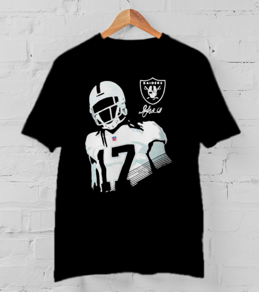 Las Vegas Raiders Davante Adams Black Player Raiders Logo Signature T-Shirt