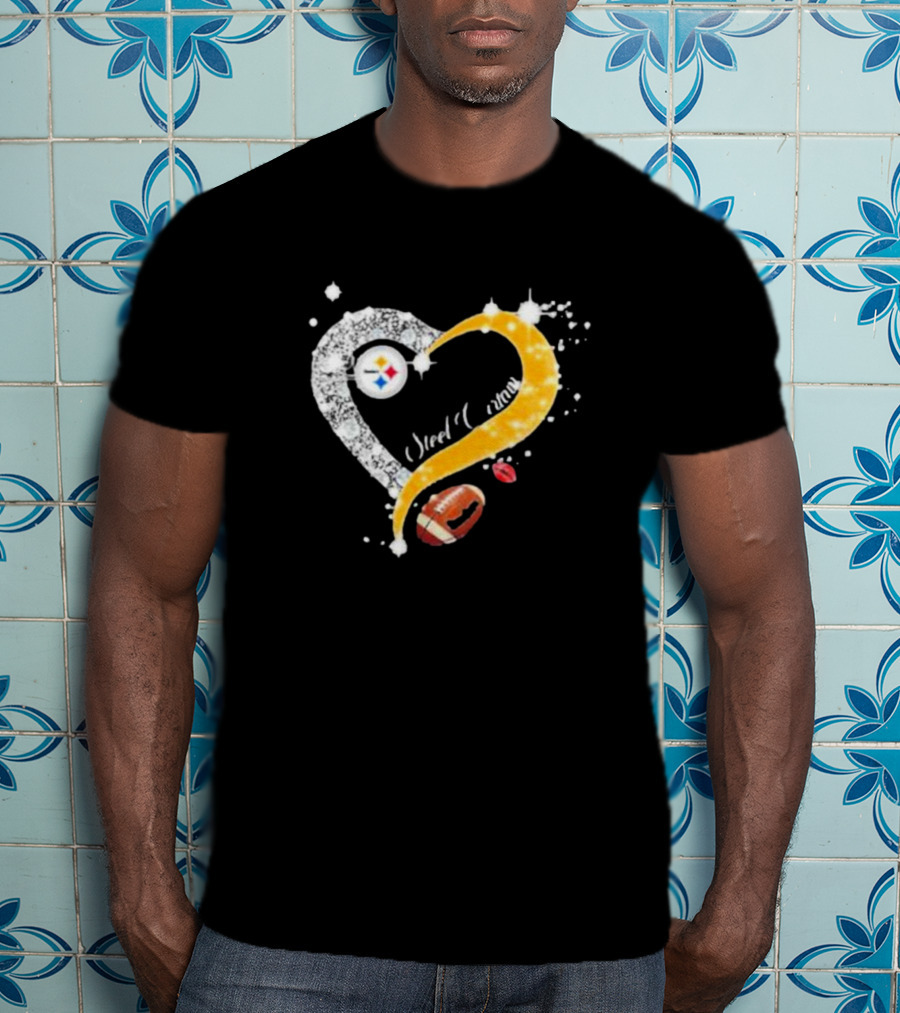 Pittsburgh Steelers Heart Diamonds Steel Curtain Football T-Shirt