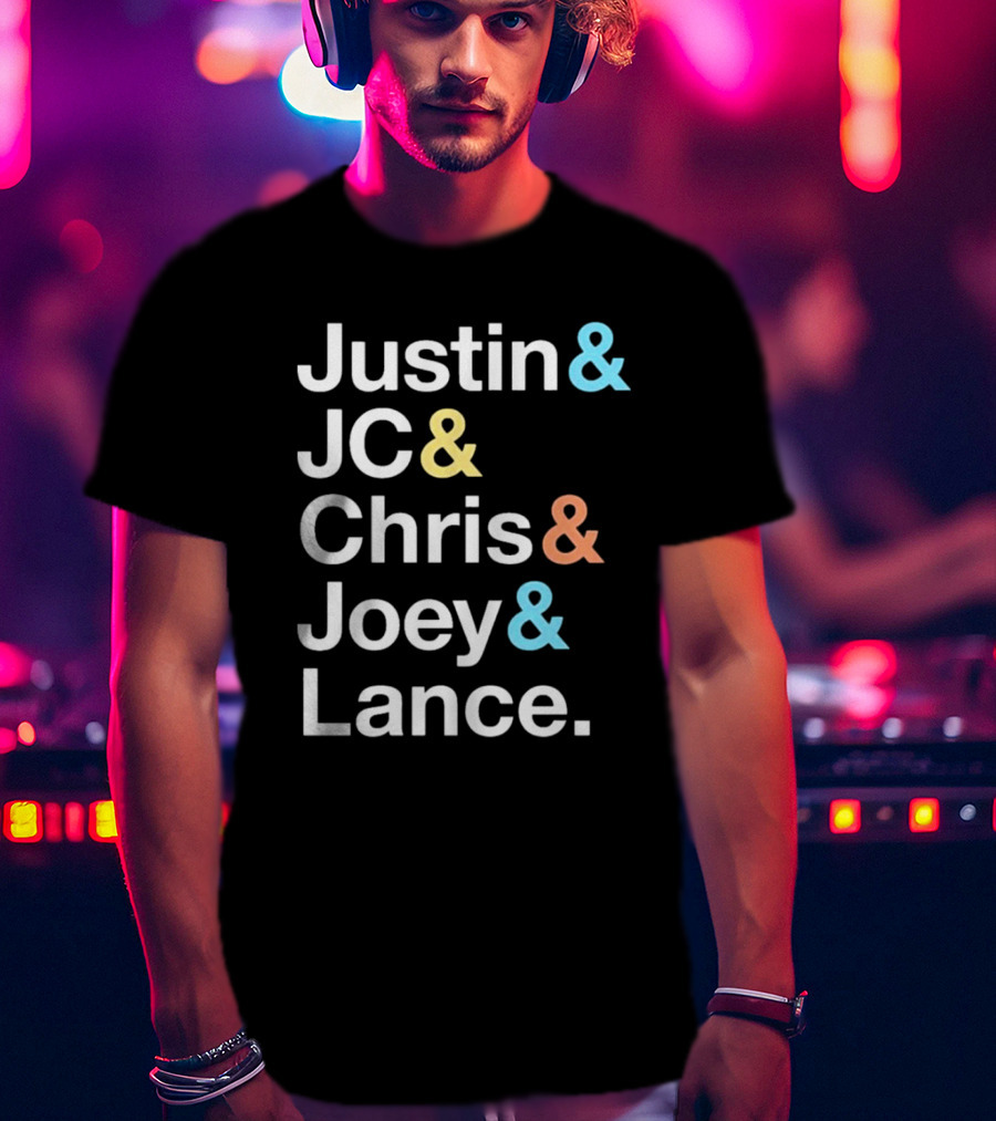 Justin And JC And Chris And Joey And Lance Contemporary Ampersand Typography T-Shirt