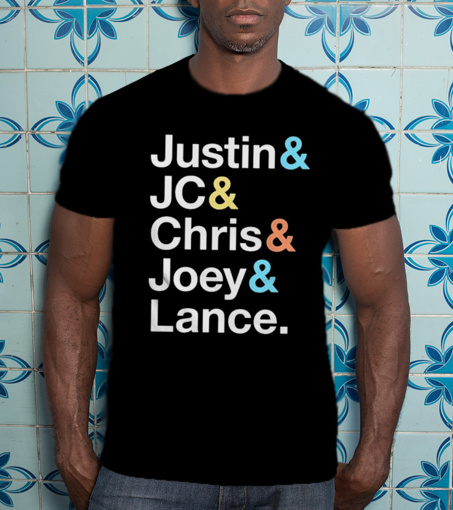 Justin And JC And Chris And Joey And Lance Contemporary Ampersand Typography T-Shirt