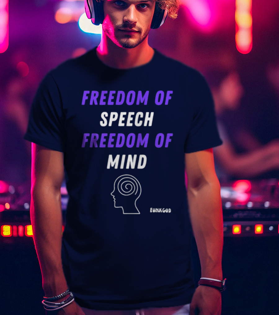 FUNKGOD Freedom Of Speech Freedom Of Mind Head Outline Spiral T-Shirt