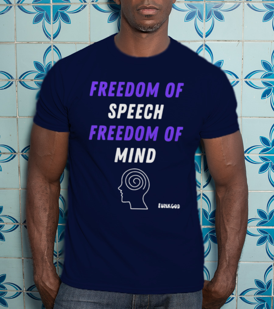 FUNKGOD Freedom Of Speech Freedom Of Mind Head Outline Spiral T-Shirt