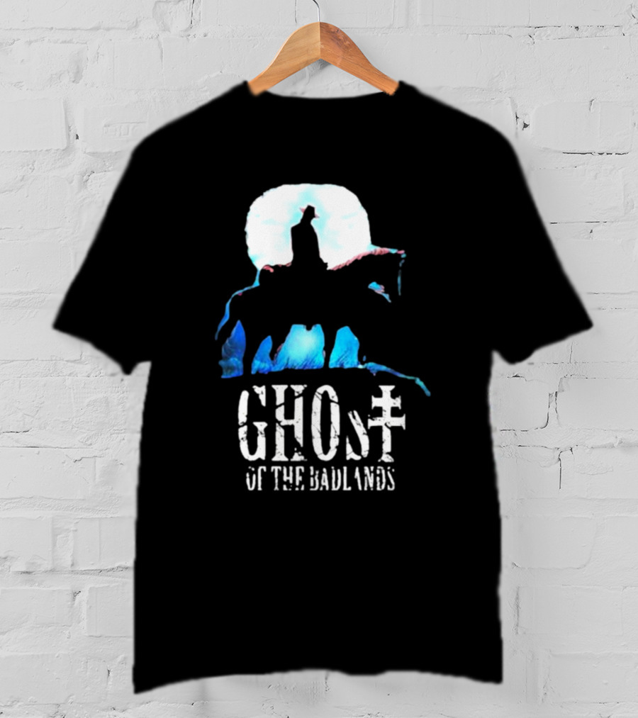 Ghost Of The Badlands Cowboy Silhouette Moonlit Horseback Scene T-Shirt