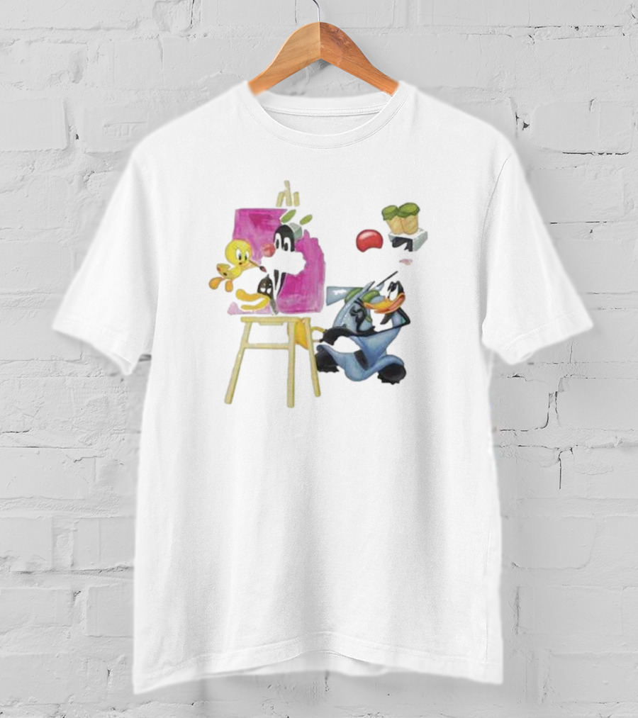 Looney Tunes Tweety Bird Painting Sylvester Daffy Duck Involved T-Shirt