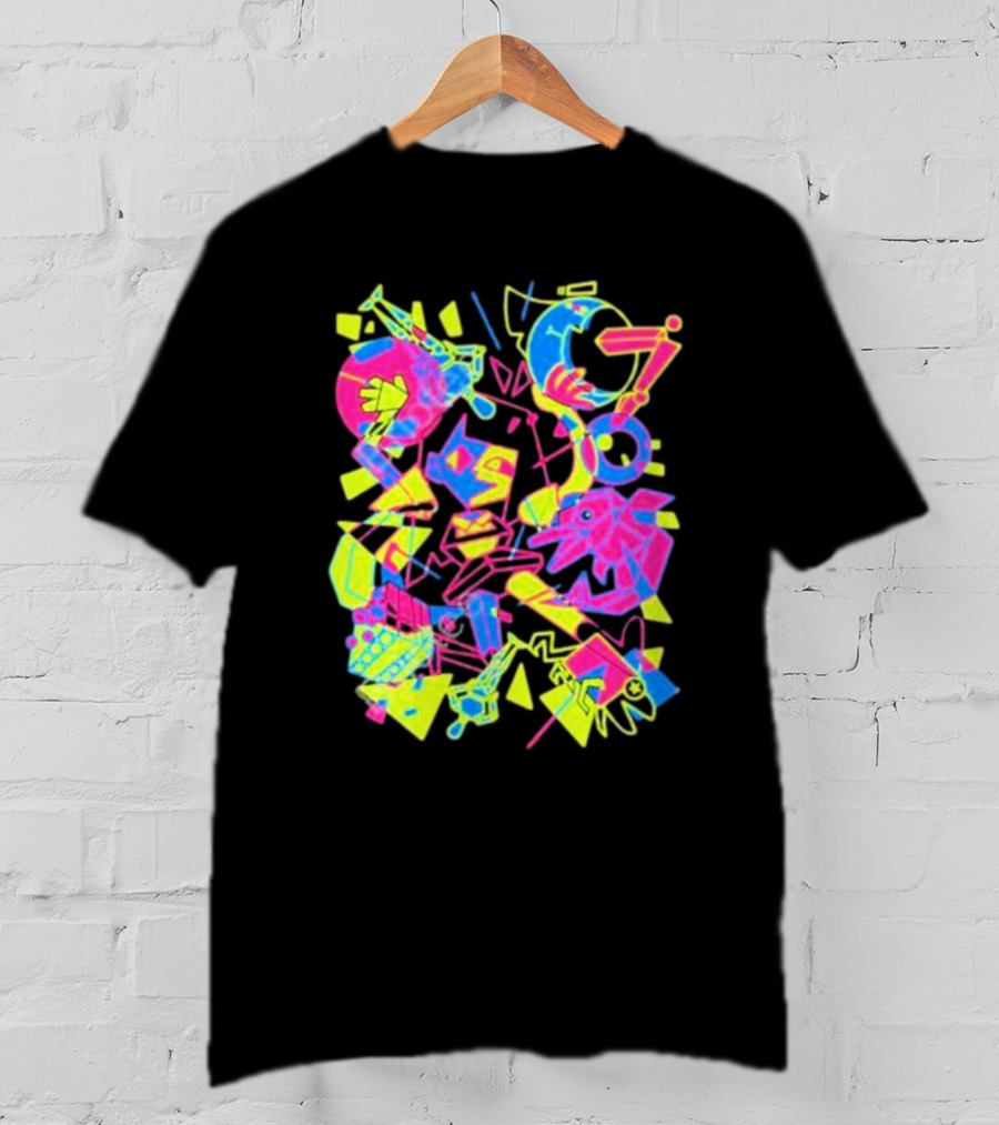 Ena What’s The Data Theta Neon Abstract Surrealism Geometric Shapes T-Shirt
