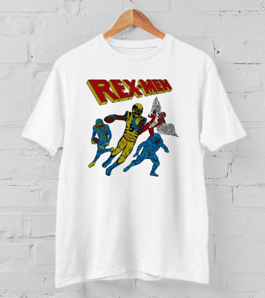 Rex-men Football Players Action Scene With Superhero T-Shirt