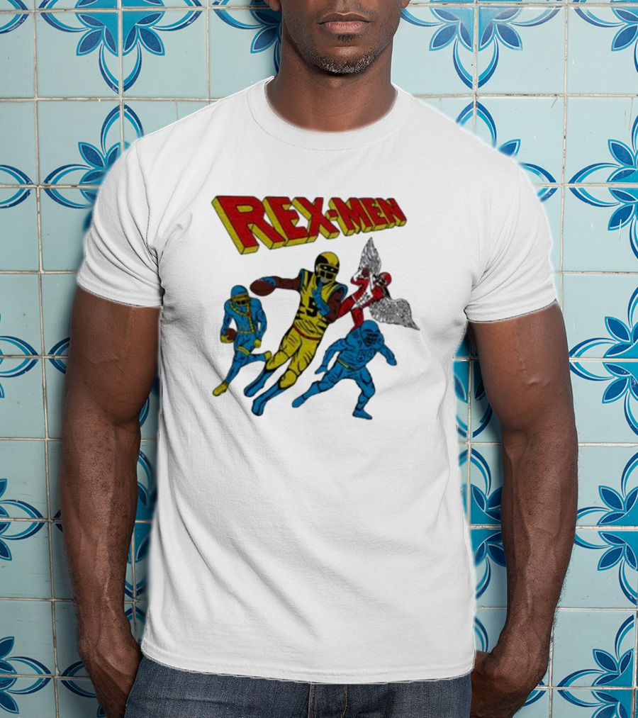 Rex-men Football Players Action Scene With Superhero T-Shirt