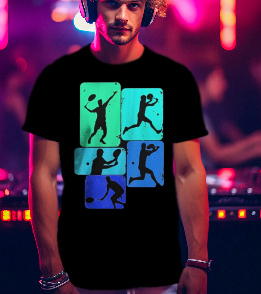 Tennis Player Youth Men Silhouettes In Motion T-Shirt
