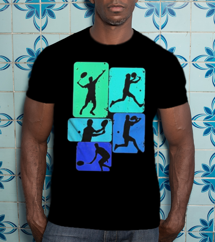 Tennis Player Youth Men Silhouettes In Motion T-Shirt