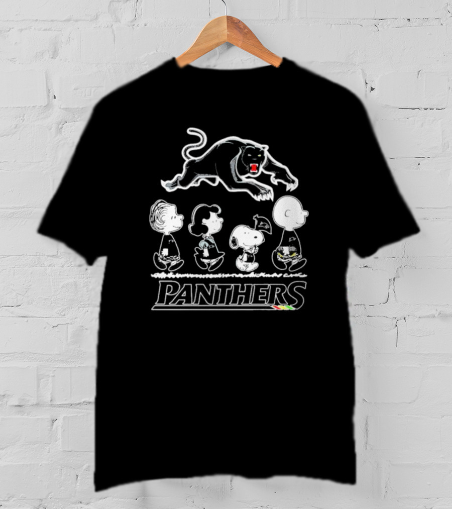 Peanuts Characters Walking With Panthers T-Shirt