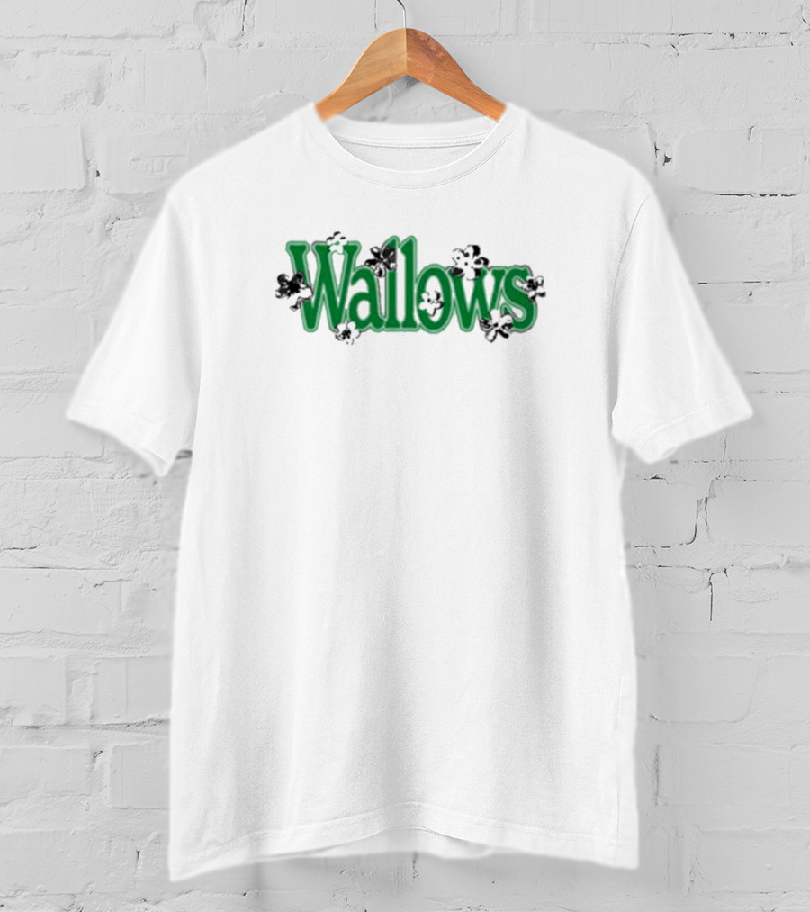 Wallows Green Text With Black Flowers T-Shirt