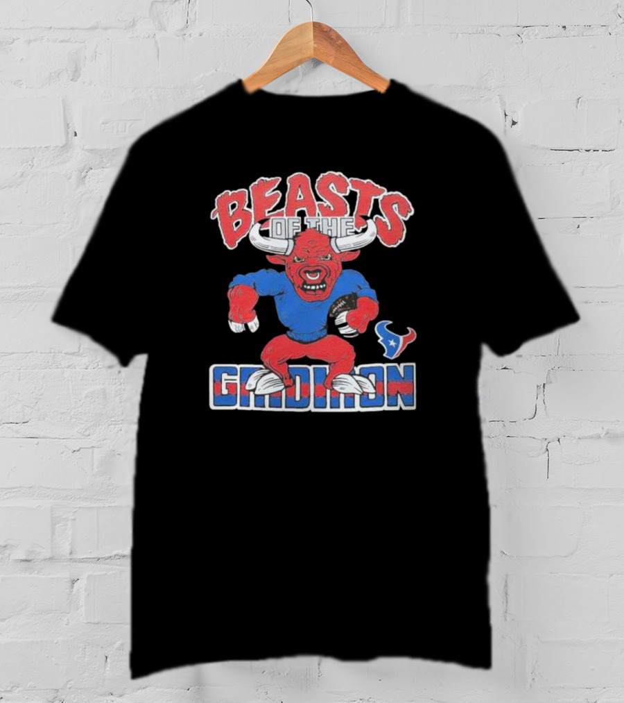 Houston Texans Beasts Of The Gridiron Red Bull Mascot Football T-Shirt