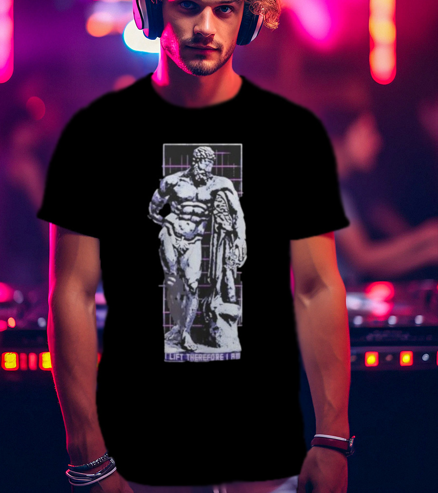 I Lift Therefore I Am Greek Statue Aesthetic T-Shirt