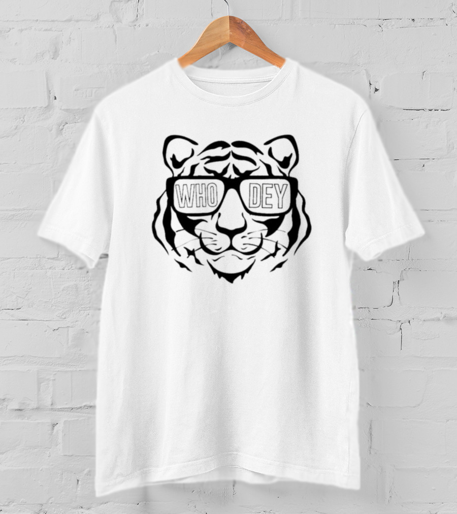 White Bengals Tiger Who Dey Cincinnati Football Sunday Funday Helmet T-Shirt