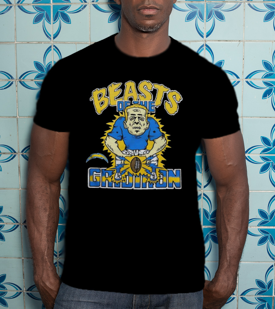 Los Angeles Chargers Beasts Of The Gridiron Football Player T-Shirt