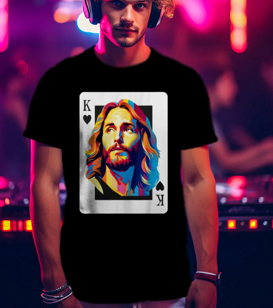 Jesus King Of Hearts Spades Christian Card T-Shirt