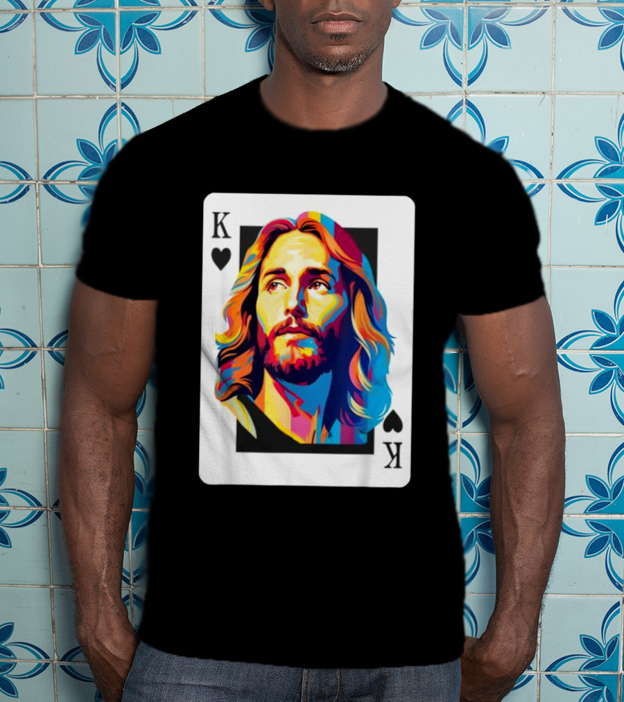 Jesus King Of Hearts Spades Christian Card T-Shirt