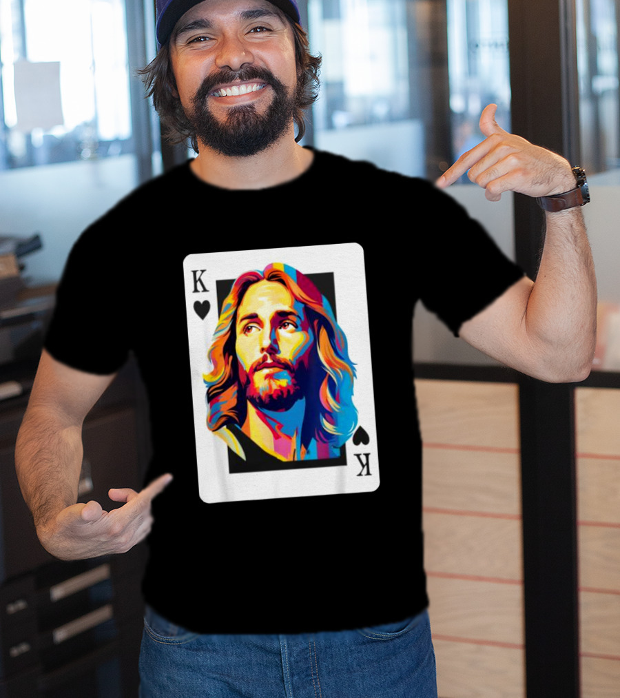 Jesus King Of Hearts Spades Christian Card T-Shirt
