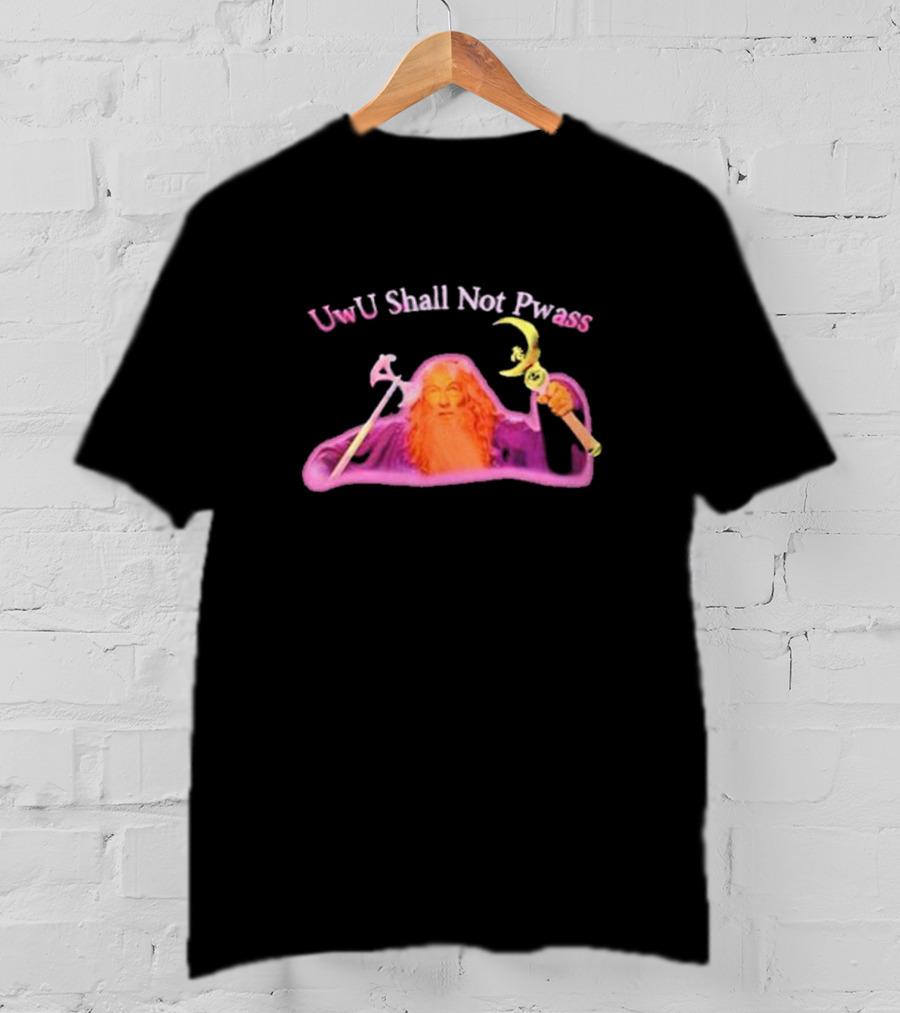 UwU Shall Not Pwass Wizard Illustration Fantasy Humor T-Shirt