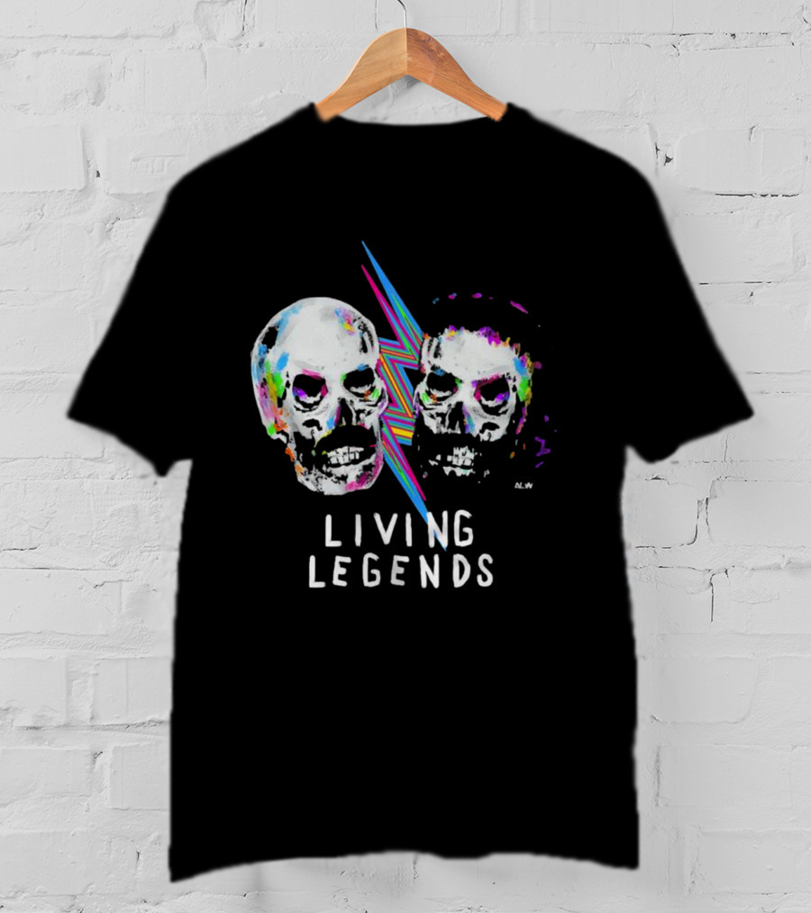 Living Legends Vibrant Skulls Art With Multicolor Lightning Bolt T-Shirt