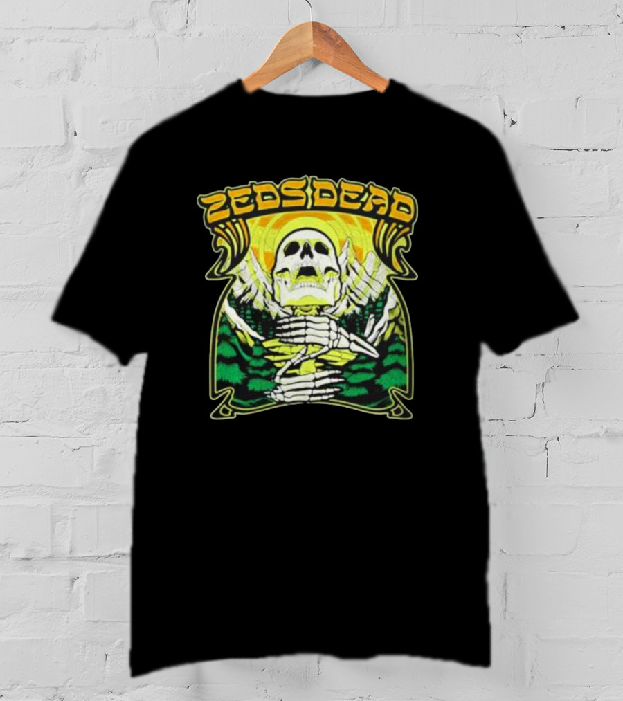 Zeds Dead Skull Rizing With Mountain And Sunset T-Shirt