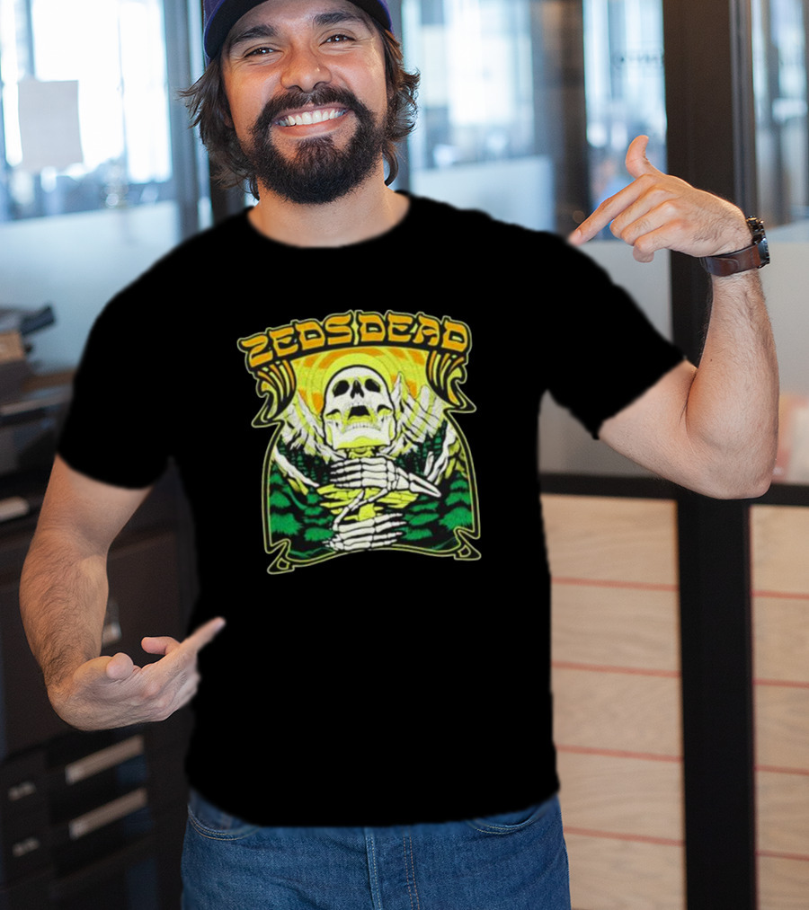 Zeds Dead Skull Rizing With Mountain And Sunset T-Shirt