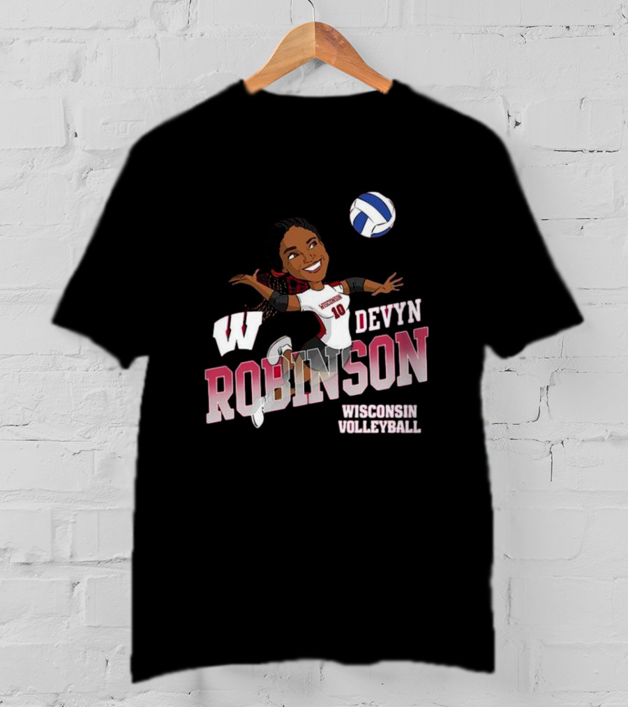 Wisconsin Volleyball Devyn Robinson Caricature T-Shirt
