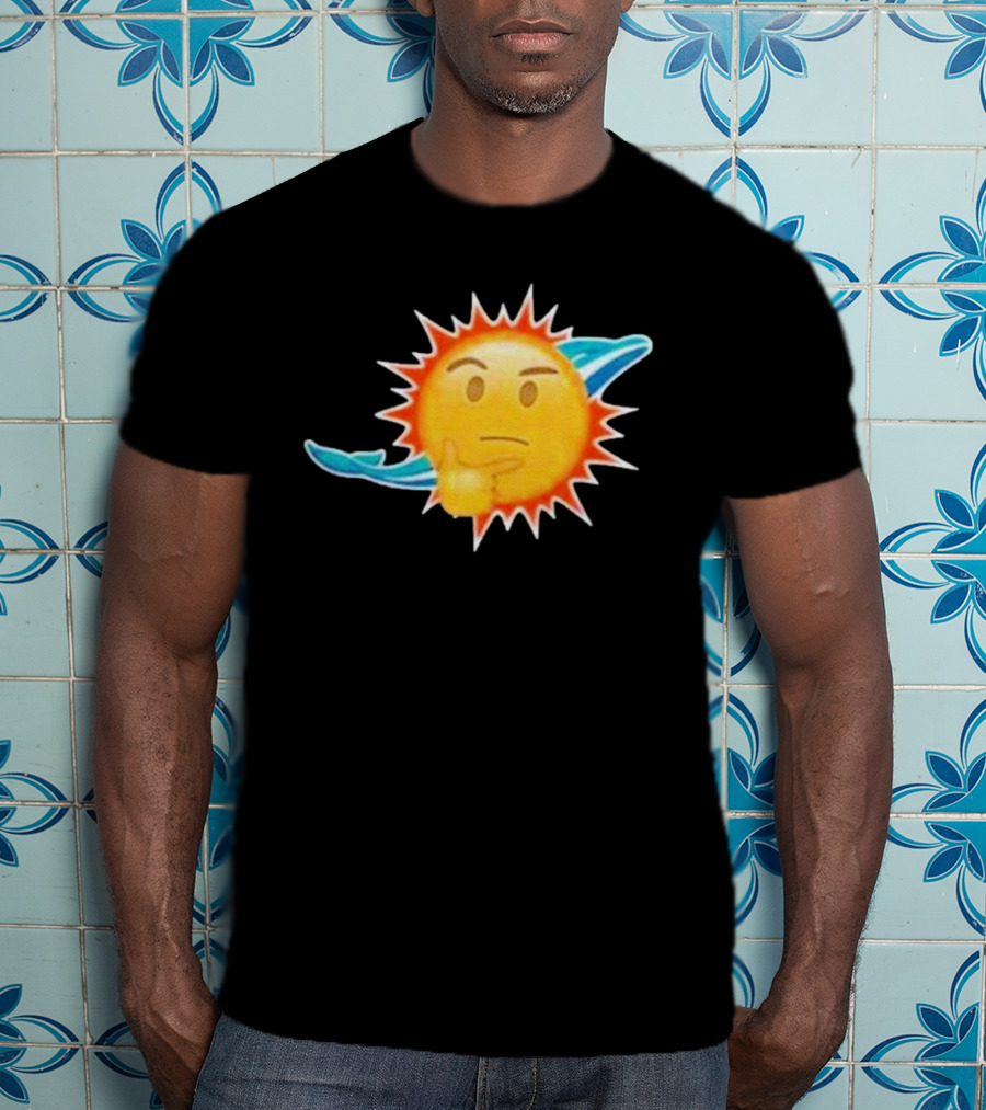 Dolphins Emoji Thinking Miami Sun Dolphins Emoji T-Shirt