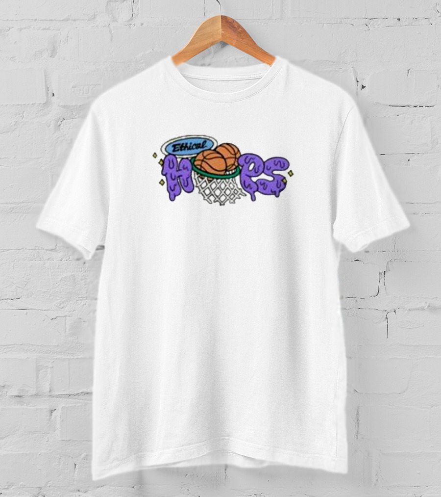 Ethical Hoops Basketball Net With Purple Dripping Letters T-Shirt