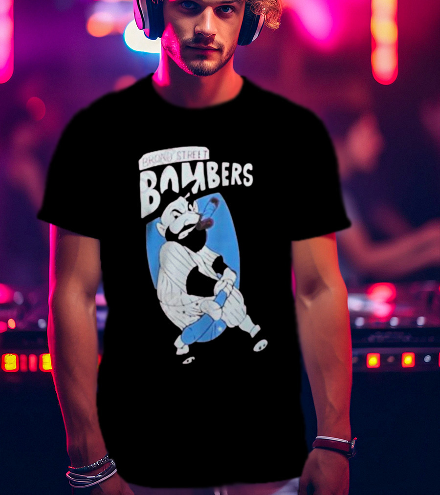 Phillies Marlins Playoff Broad Street Bombers Baseball Player With Bat And Beard T-Shirt