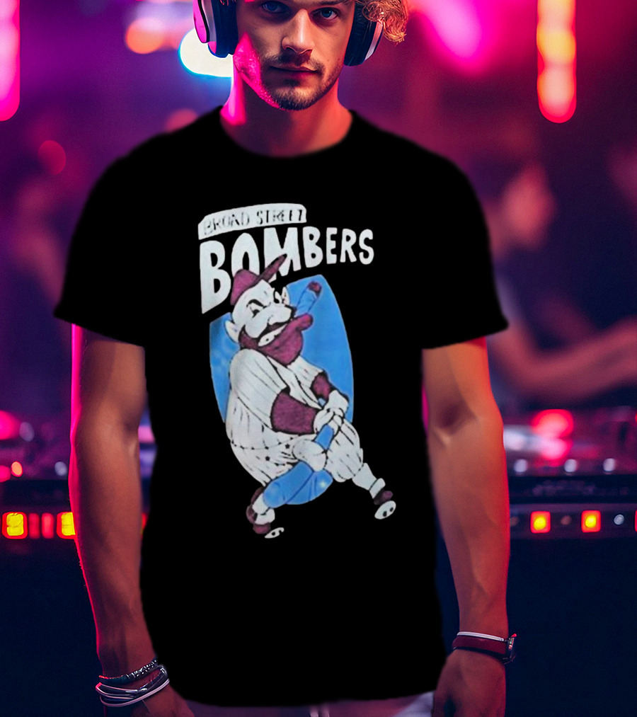 Broad Street Bombers Cartoon Baseball Character T-Shirt