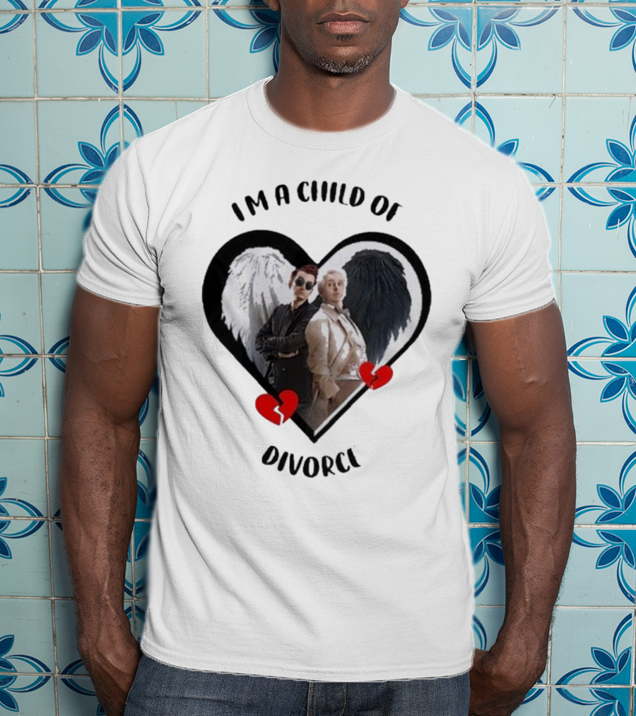 Crowley And Aziraphale I'm A Child Of Divorce Heart Wings T-Shirt