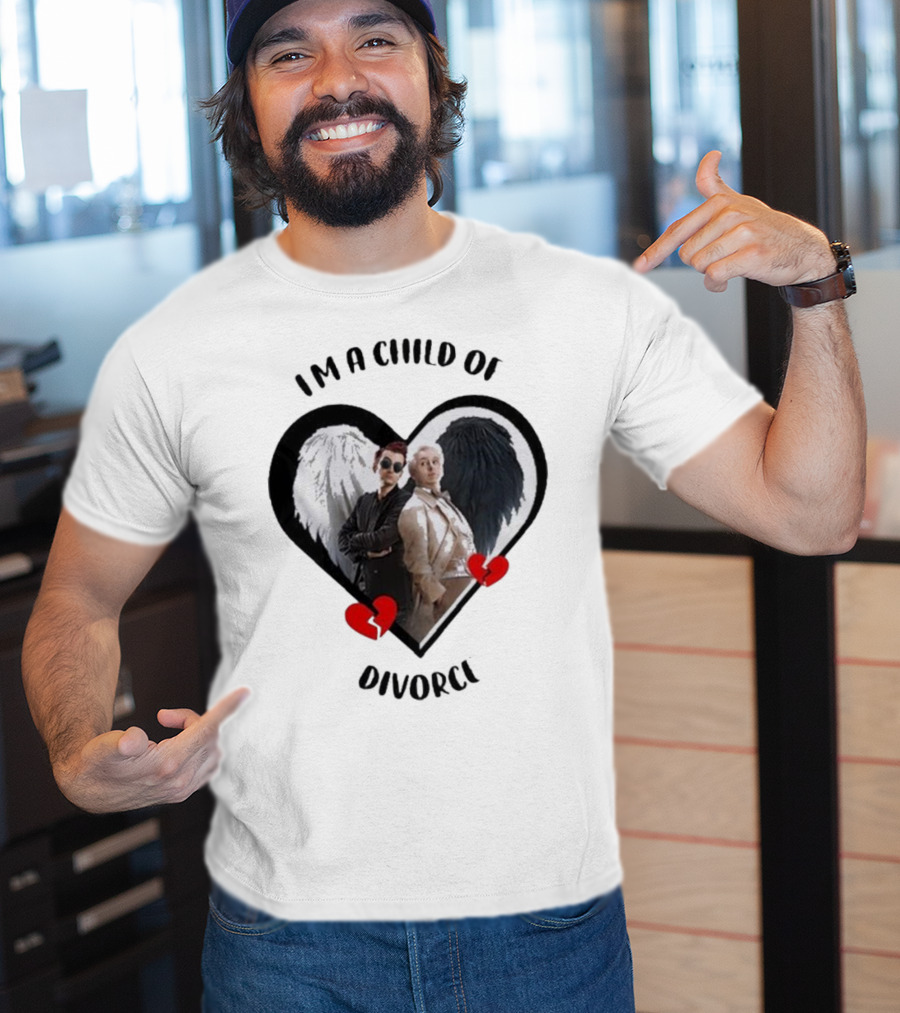 Crowley And Aziraphale I'm A Child Of Divorce Heart Wings T-Shirt