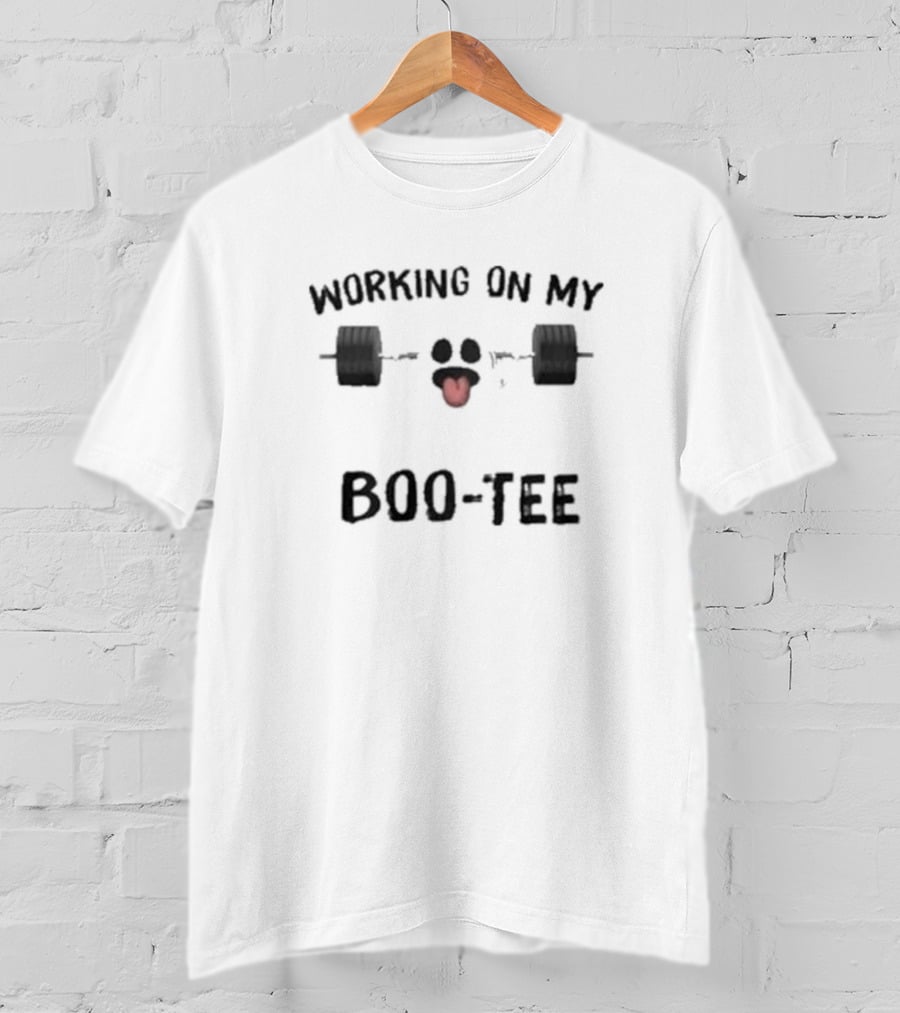 Working On My Boo-Tee Ghost Lifting Weights T-Shirt