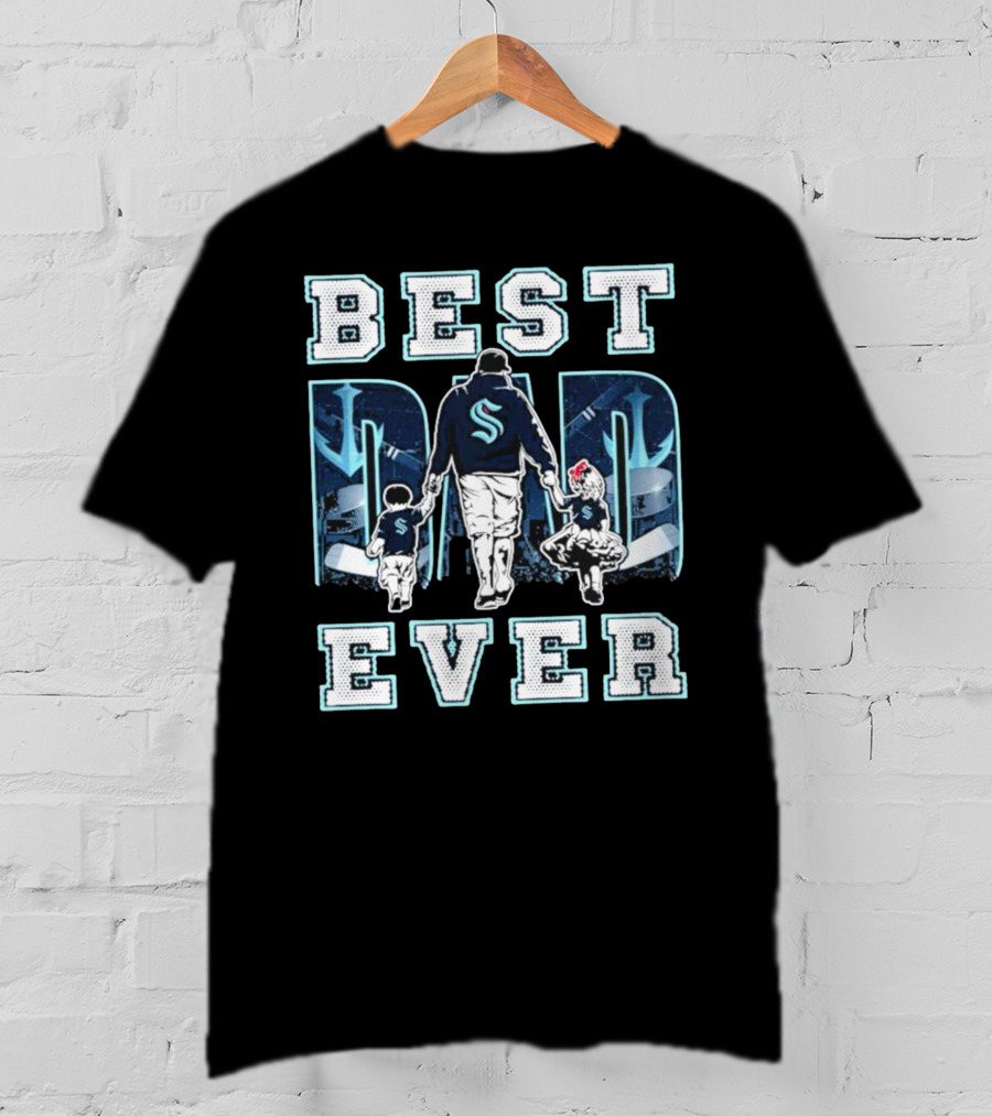 Seattle Kraken Best Dad Ever Walking With Kids T-Shirt
