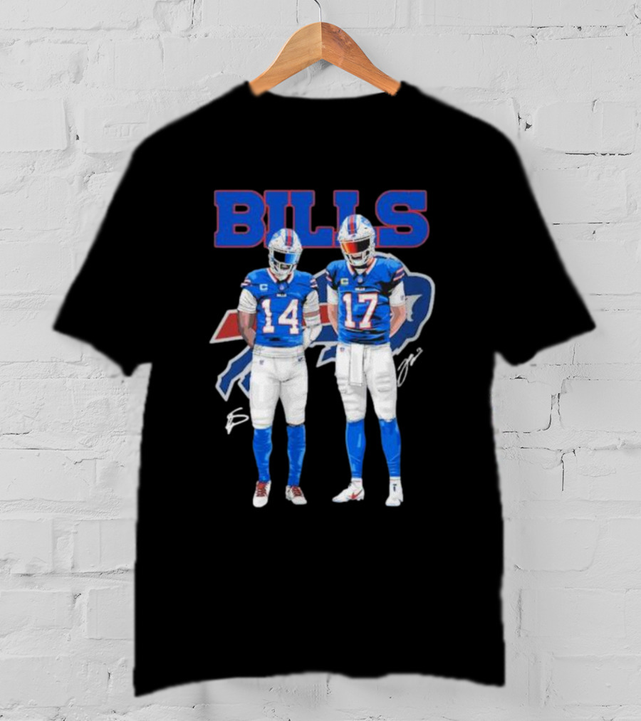 Buffalo Bills Stefon Diggs Josh Allen Bills Mafia Signature Logo 14 17 T-Shirt