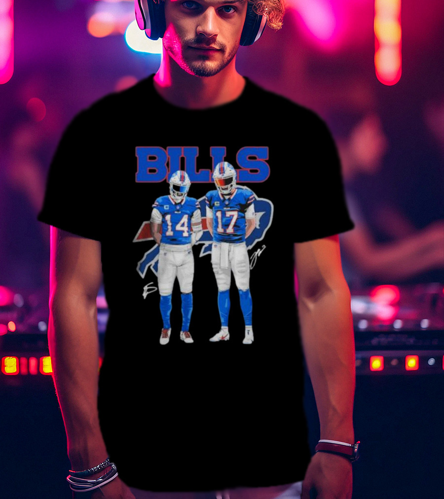 Buffalo Bills Stefon Diggs Josh Allen Bills Mafia Signature Logo 14 17 T-Shirt