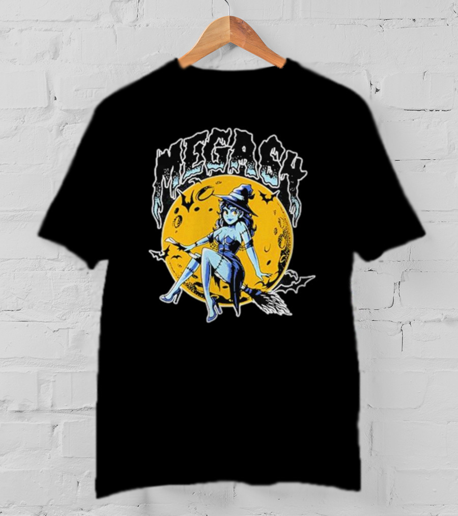 Megasy Moon Rider Witch Broomstick Night Sky T-Shirt