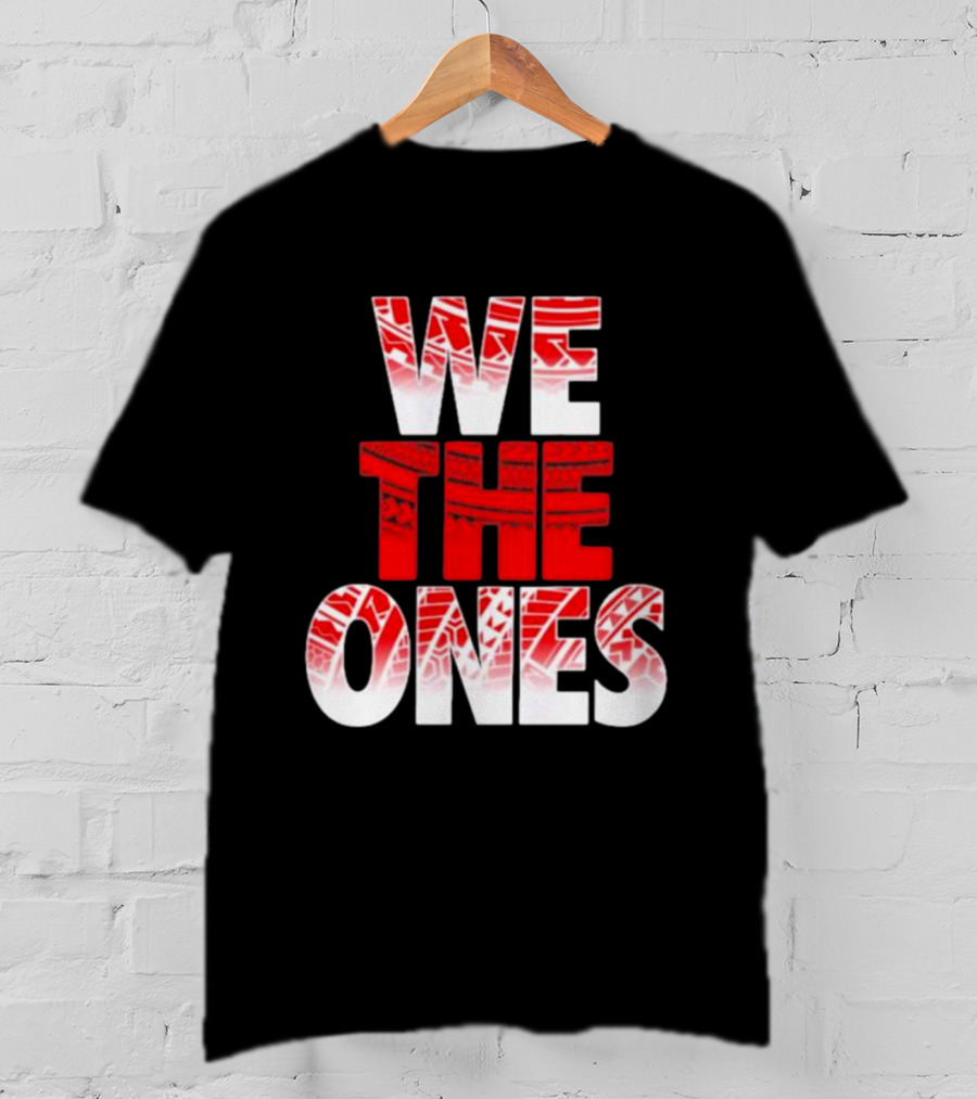 We The Ones Bold Red And White Triangular Brush Pattern Text T-Shirt