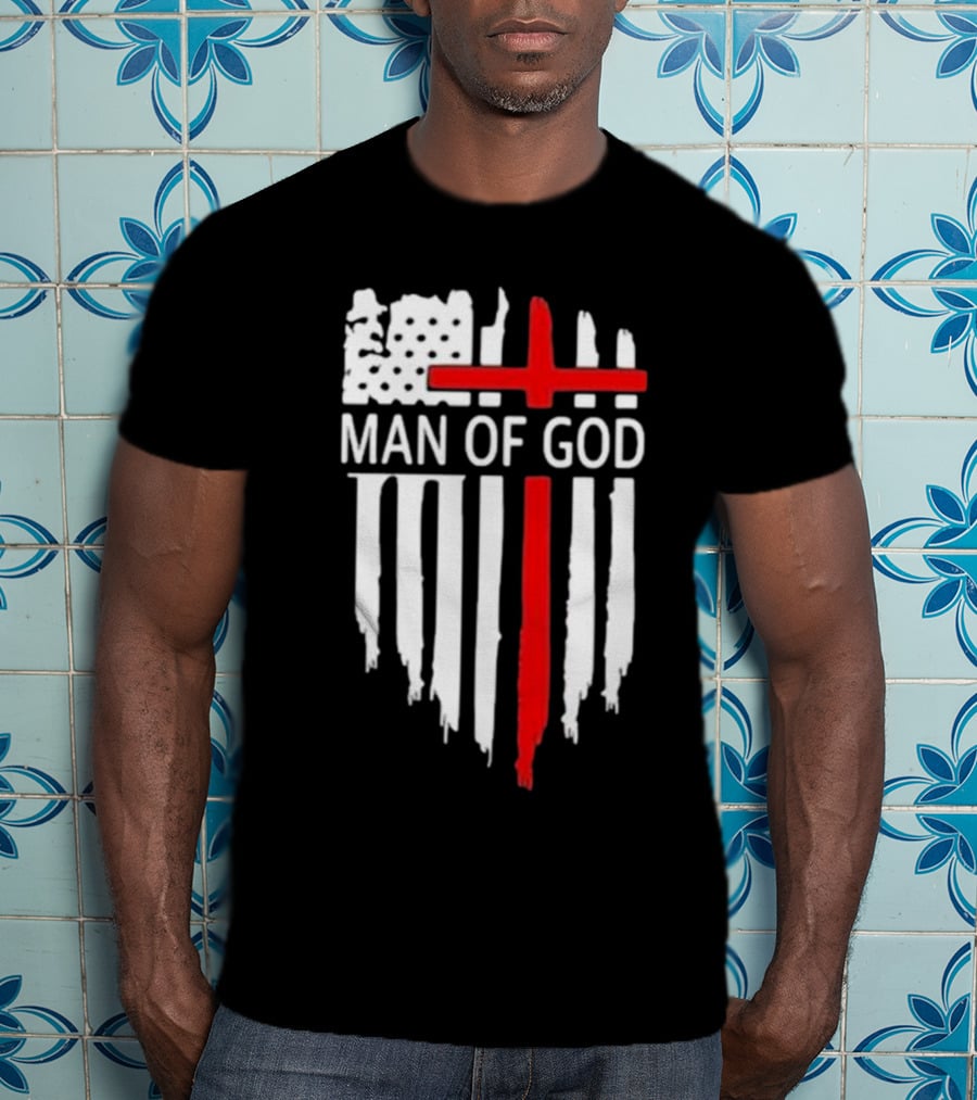 Man Of God American Flag Cross T-Shirt