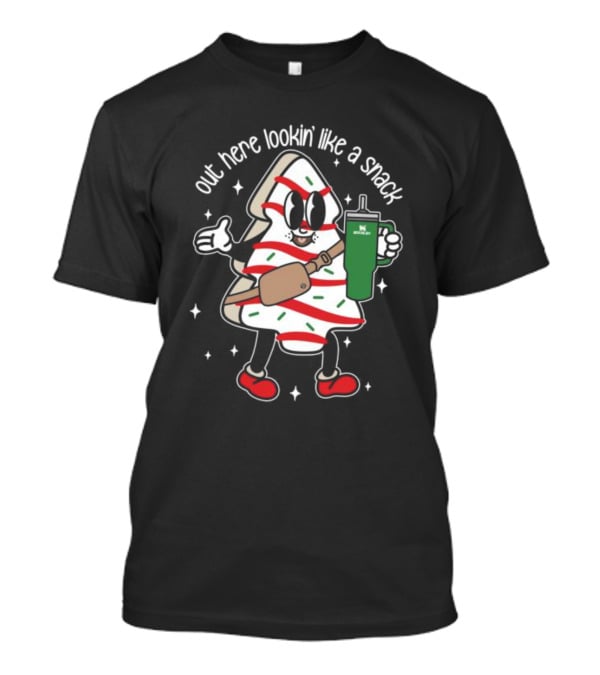Out Here Looking Like A Snack Cute Boo Jee Xmas Tree With Drink And Bag T-Shirt