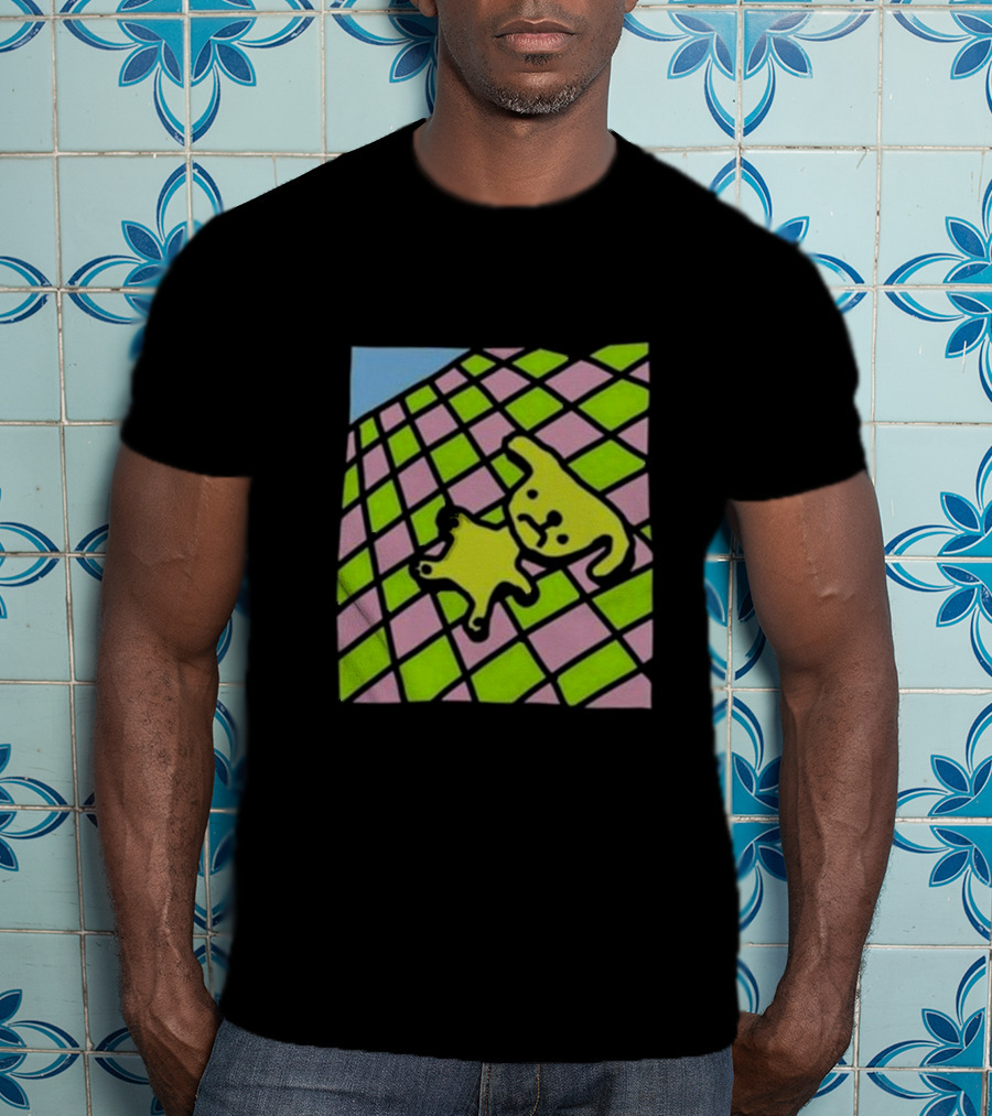 There's A Doggy On The Roof Checkerboard Zoe Bread T-Shirt