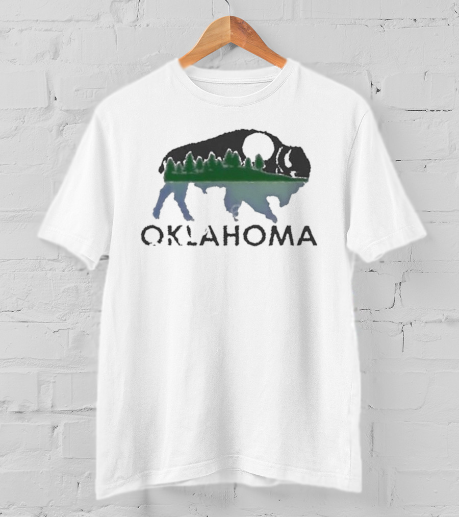 Oklahoma Wildlife Bison Forest Scene T-Shirt